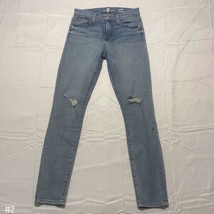7 For All Mankind Light Wash Distressed Skinny Jeans